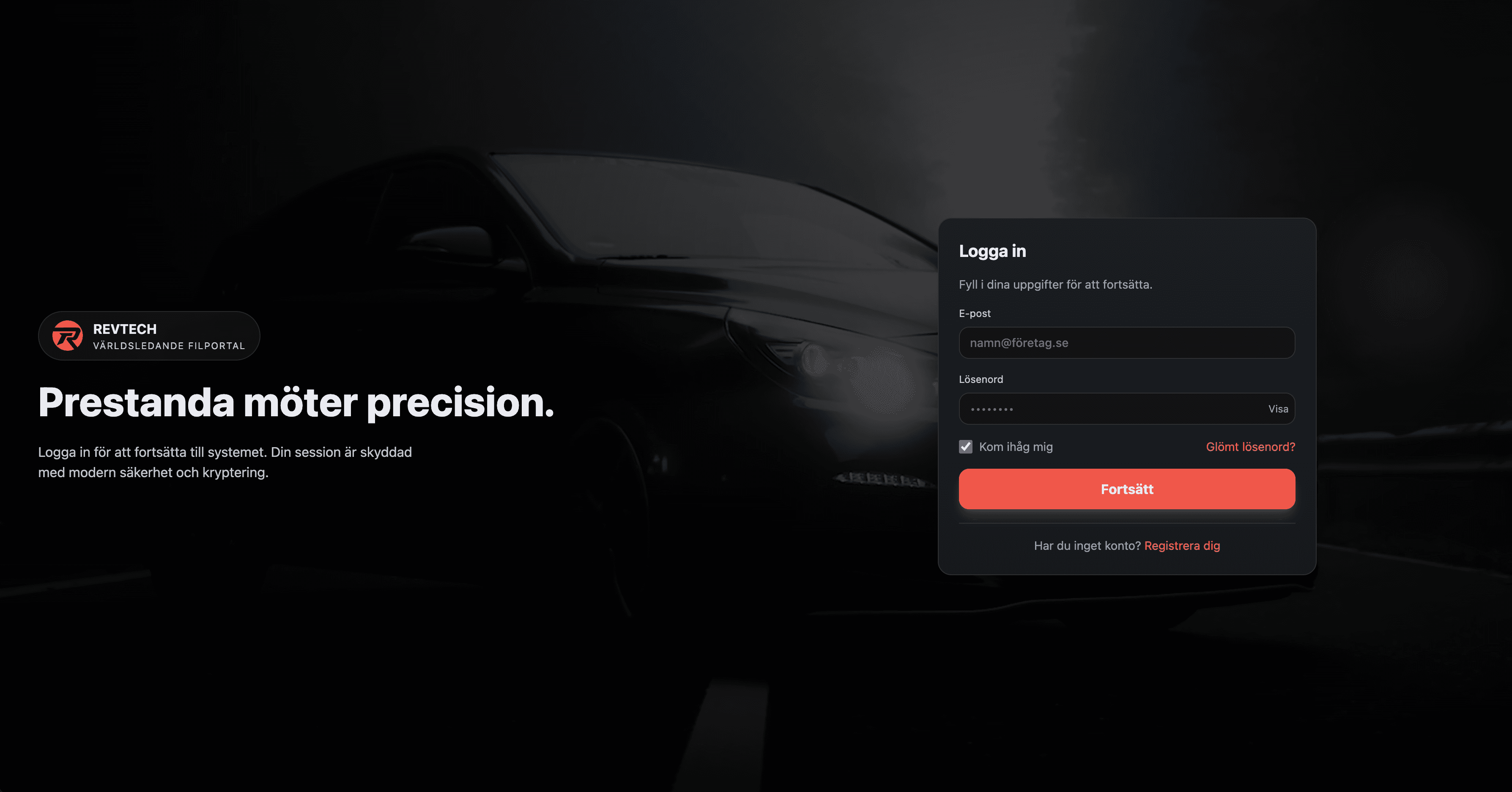 Screenshot: Skapa konto och kom in i portalen