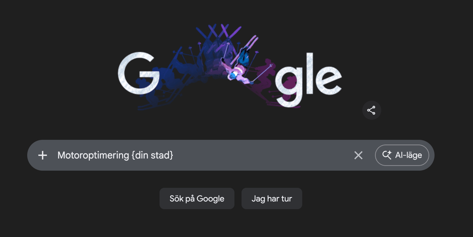 Google-sökning där kund skriver motoroptimering i sin stad